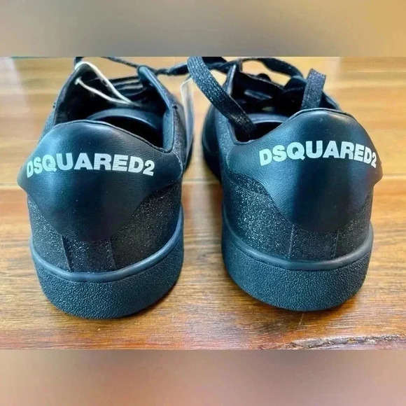 Dsquared2 | Black Glitter and Leather | Low Top Sneakers | Women’s 7.5 - Picture 5 of 7